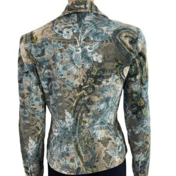 Javier Simorra Barcelona floral paisley blazer jacket lined shoulder pads size 4 - Picture 2 of 12